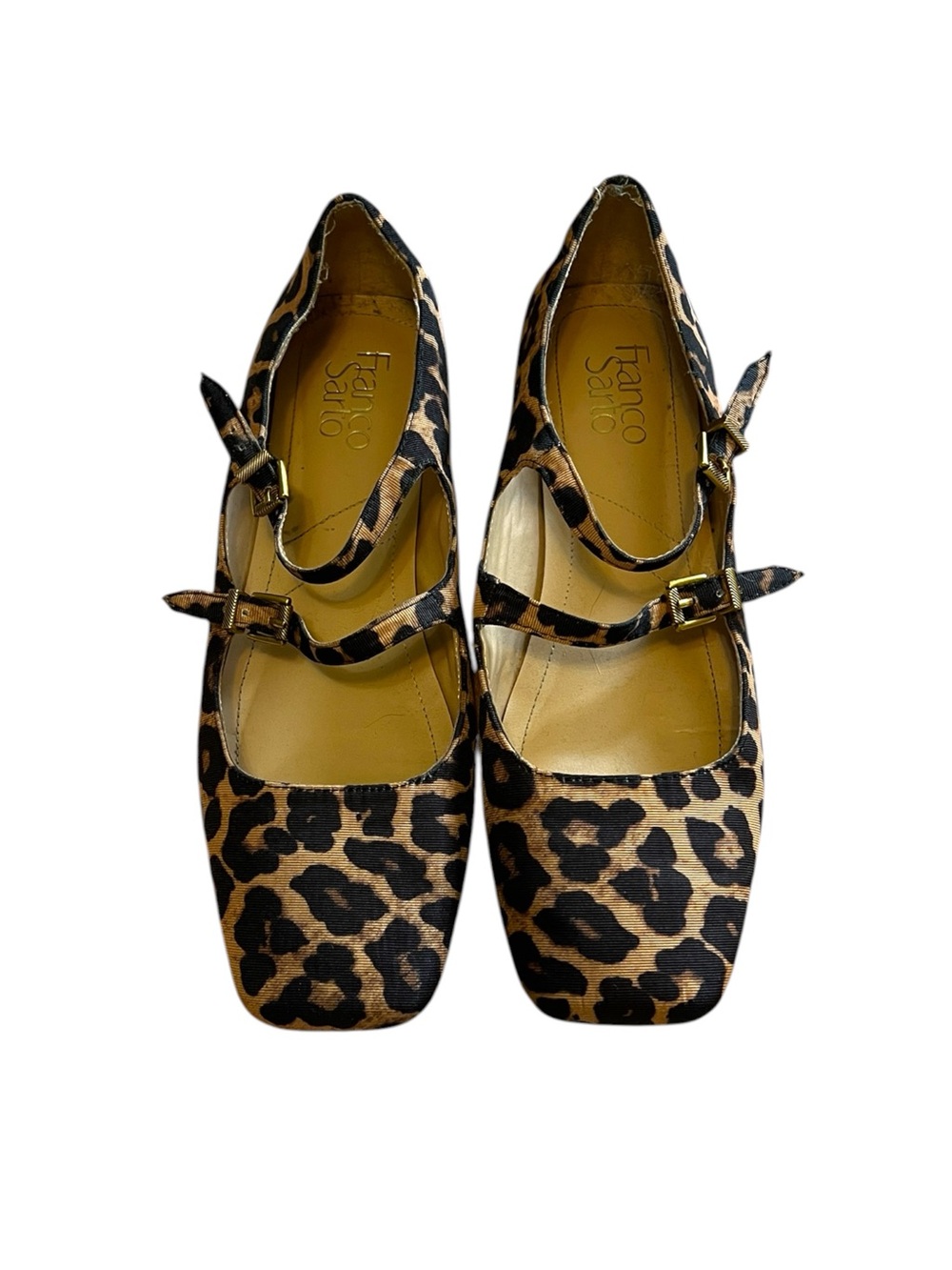 Franco Sarto Leopard Print Mary Jane Flats - Tan/Black